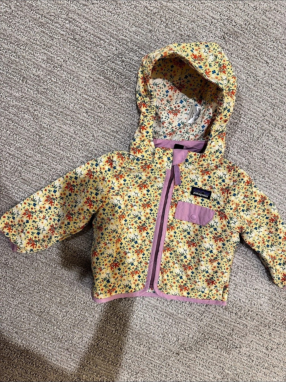 Patagonia Girls 6-12 Month Floral Hooded Rain Jacket